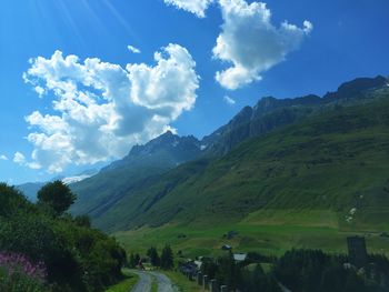 Scenic view of mountains against sky