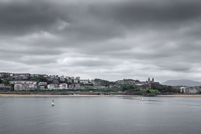 Scenic view of sea against cloudy sky