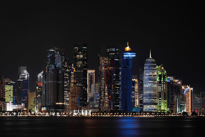 West bay doha skyline at night, qatar, middle east.
