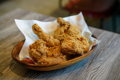 Close-up of food in plate on table