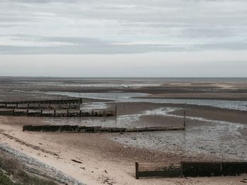 Scenic view of sea against cloudy sky