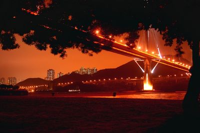 Illuminated street light at night