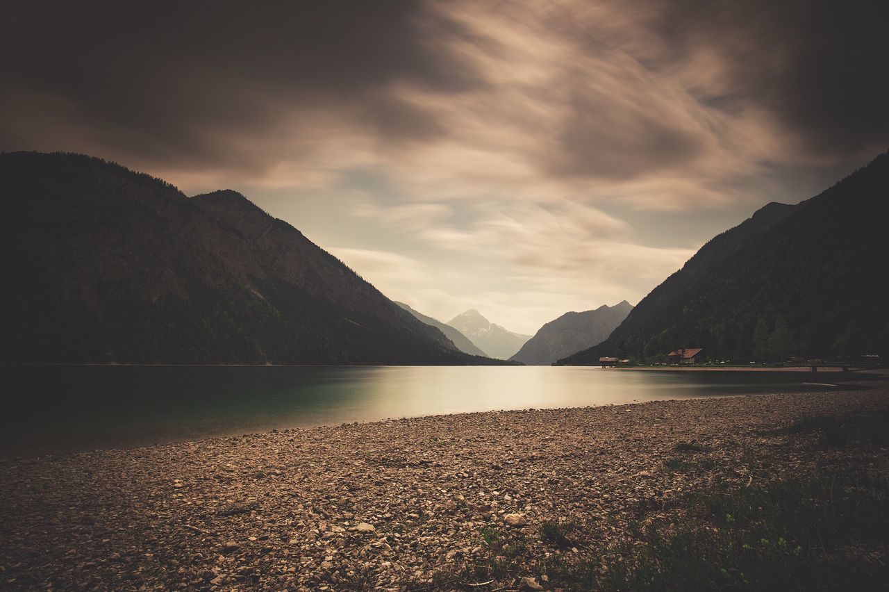 mountain, nature, scenics, water, beauty in nature, tranquility, sky, tranquil scene, no people, outdoors, travel destinations, lake, mountain range, day