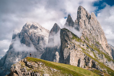 Panoramic view of snowcapped mountains against sky