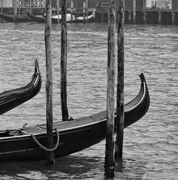 Boats moored in sea