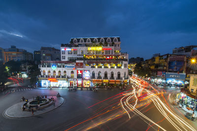 Busy street in the old town of hanoi