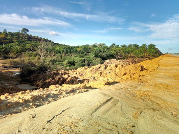 Scenic view of land against sky