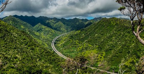 Scenic view of mountains against sky