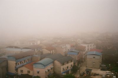 High angle view of buildings in city