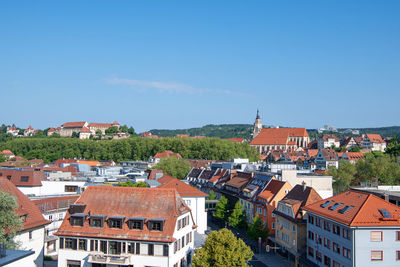 High angle view of townscape against sky