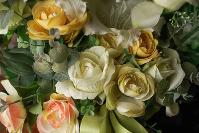 High angle view of rose bouquet