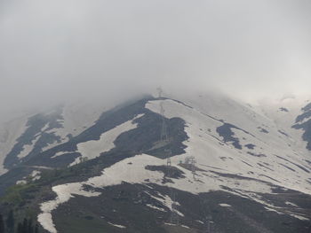 Scenic view of mountains against sky during winter