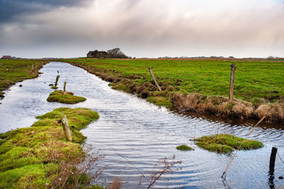 Scenic view of land against sky