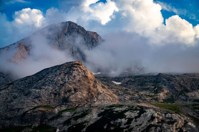 Scenic view of mountain range against sky