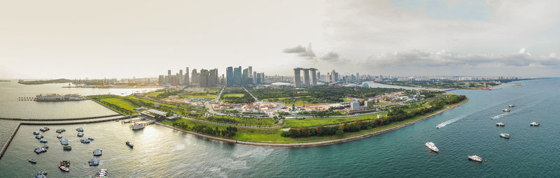 High angle view of buildings in city