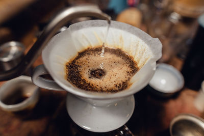 Barista pouring