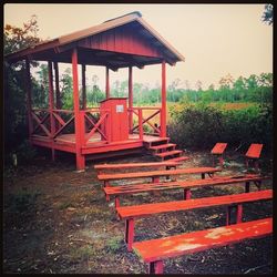 Empty wooden chairs