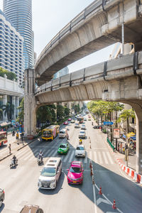 Traffic on road in city