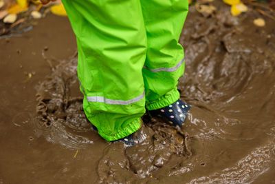 Low section of person standing on field