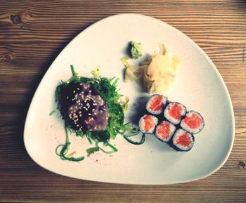 Close-up of food served in plate