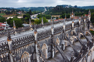 High angle view of old building in city