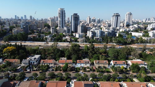 High angle view of cityscape