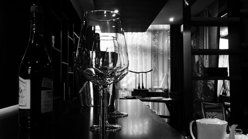 Row of illuminated empty road