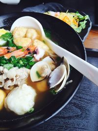 Close-up of food served in plate