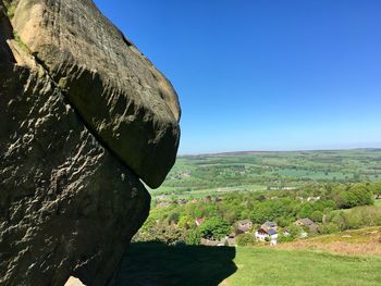 Scenic view of land against clear sky