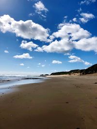 Scenic view of beach against sky