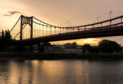 Bridge over river against sky during sunset