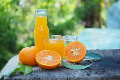 Orange juice on table