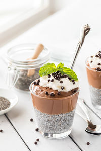 Close-up of dessert on table