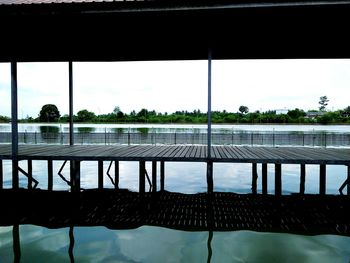 Close-up of swimming pool against sky