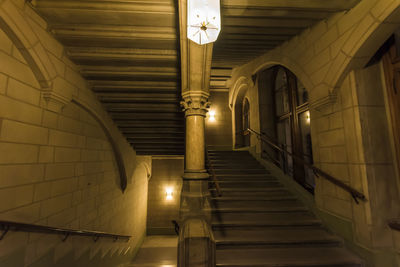 Low angle view of illuminated steps