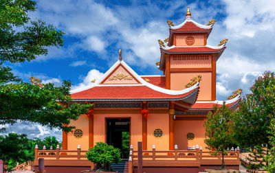 View of temple building against cloudy sky