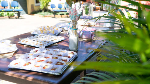 Close-up of grass on table