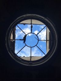 Low angle view of airplane window