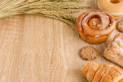 High angle view of cookies on table