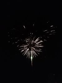 Low angle view of fireworks in sky at night