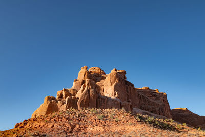 Red rock formations against blue sky in arches national park utah usa