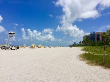 Panoramic view of beach against sky in city