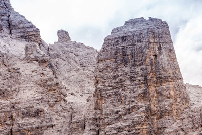 Low angle view of rock formation against sky