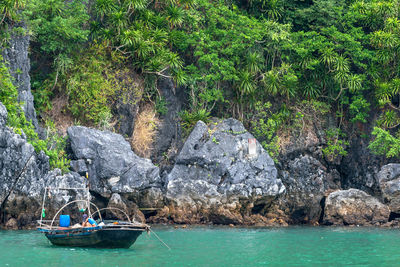 Scenic view of rocks in sea