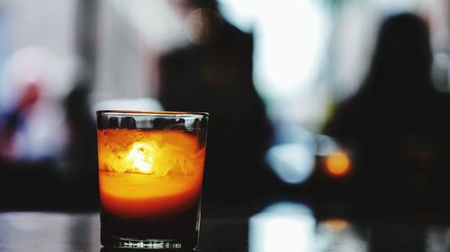 Close-up of beer on table