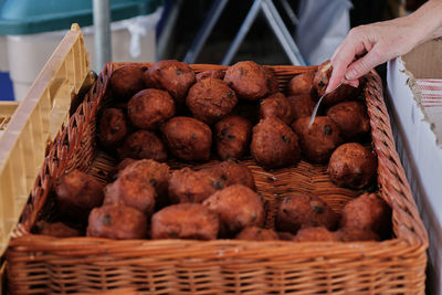 Full frame shot of wicker basket for sale at market stall