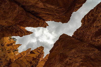 Low angle view of mountains against sky