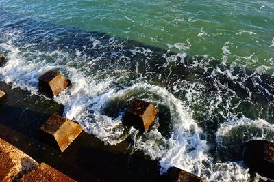 Close-up of waves splashing in sea