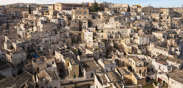 High angle view of buildings in city