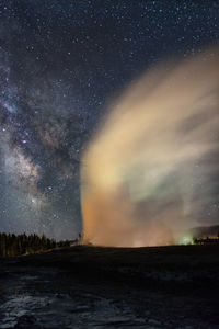 Scenic view of sea against sky at night